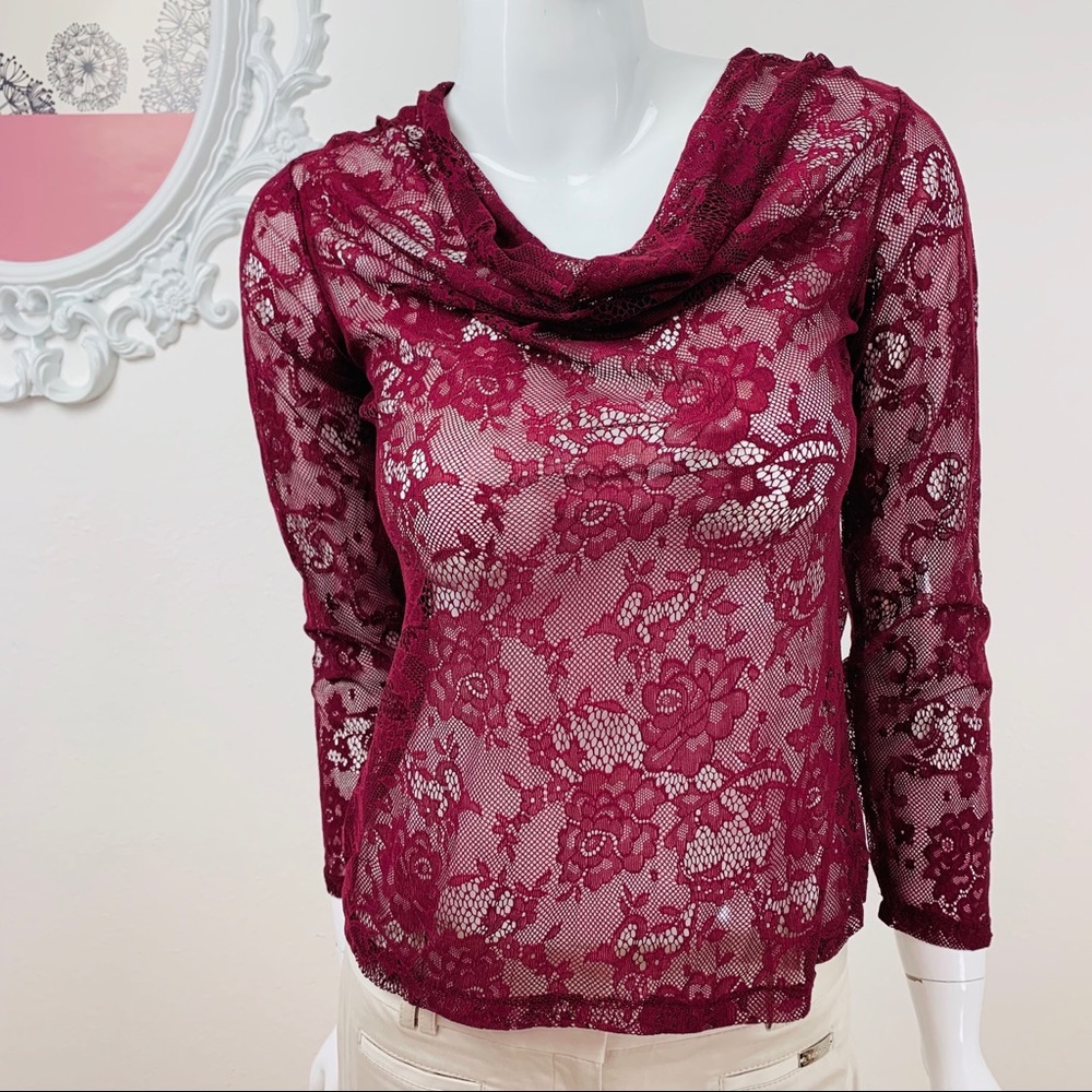 Shannon Ford New York / Floral Maroon Lace Mesh